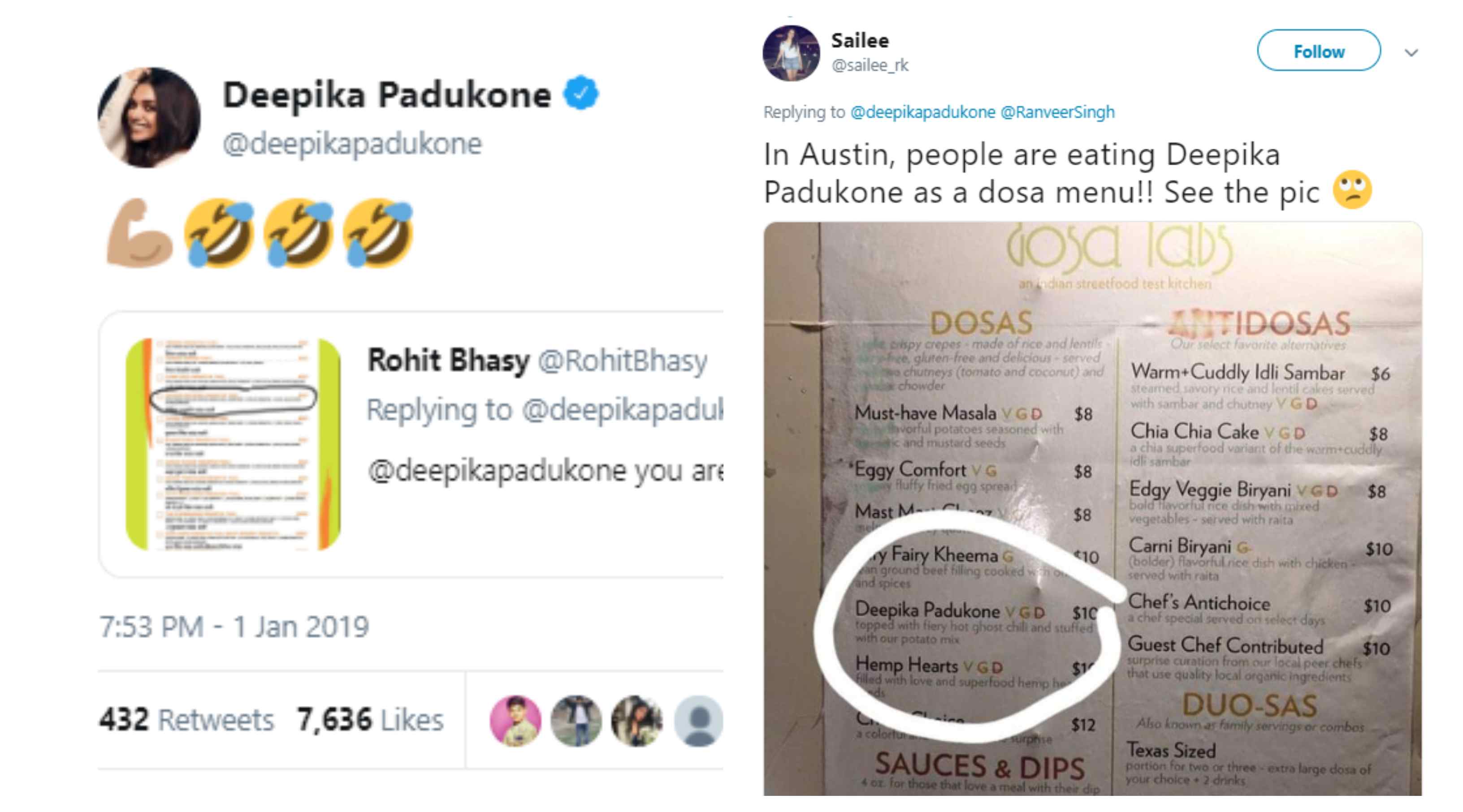 Deepika Padukone in Food Menu