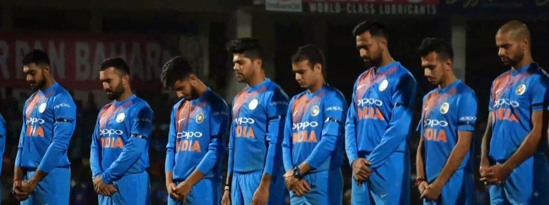 Indian player wear black ribbon as a homage to martyrs