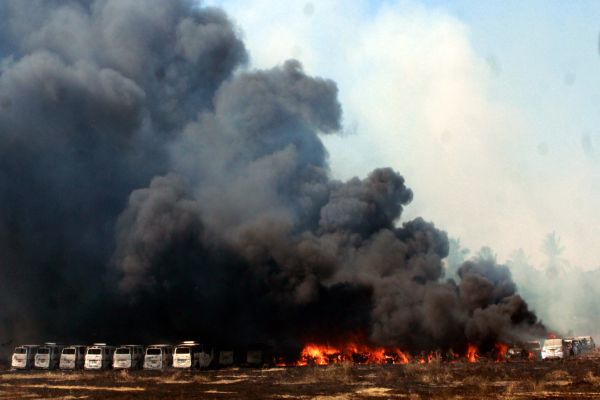 More than 100 cars gutted due to fire in chennai