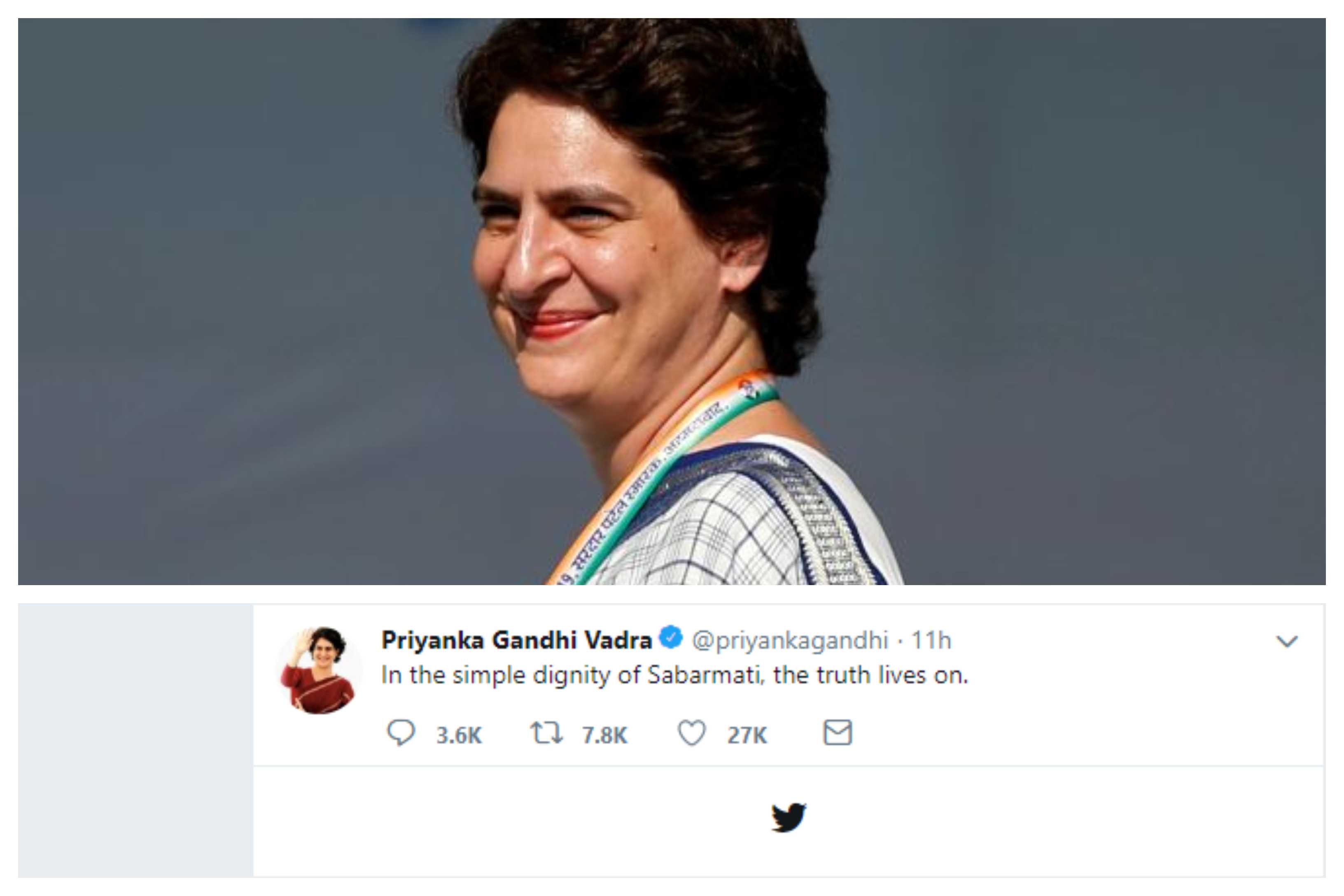 Priyanka gandhi first tweet