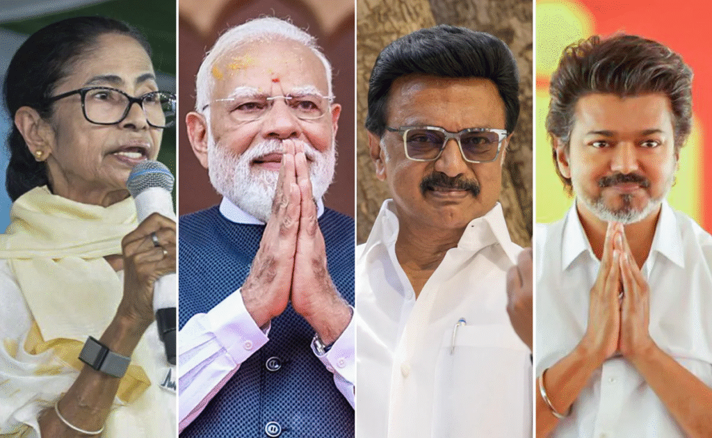 Current image: Election Results 2026: BJP Breaks Through in Bengal; Actor Vijay Stuns Tamil Nadu