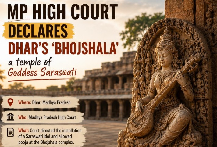 Sacred Return: Devotees Place Goddess Saraswati Portrait